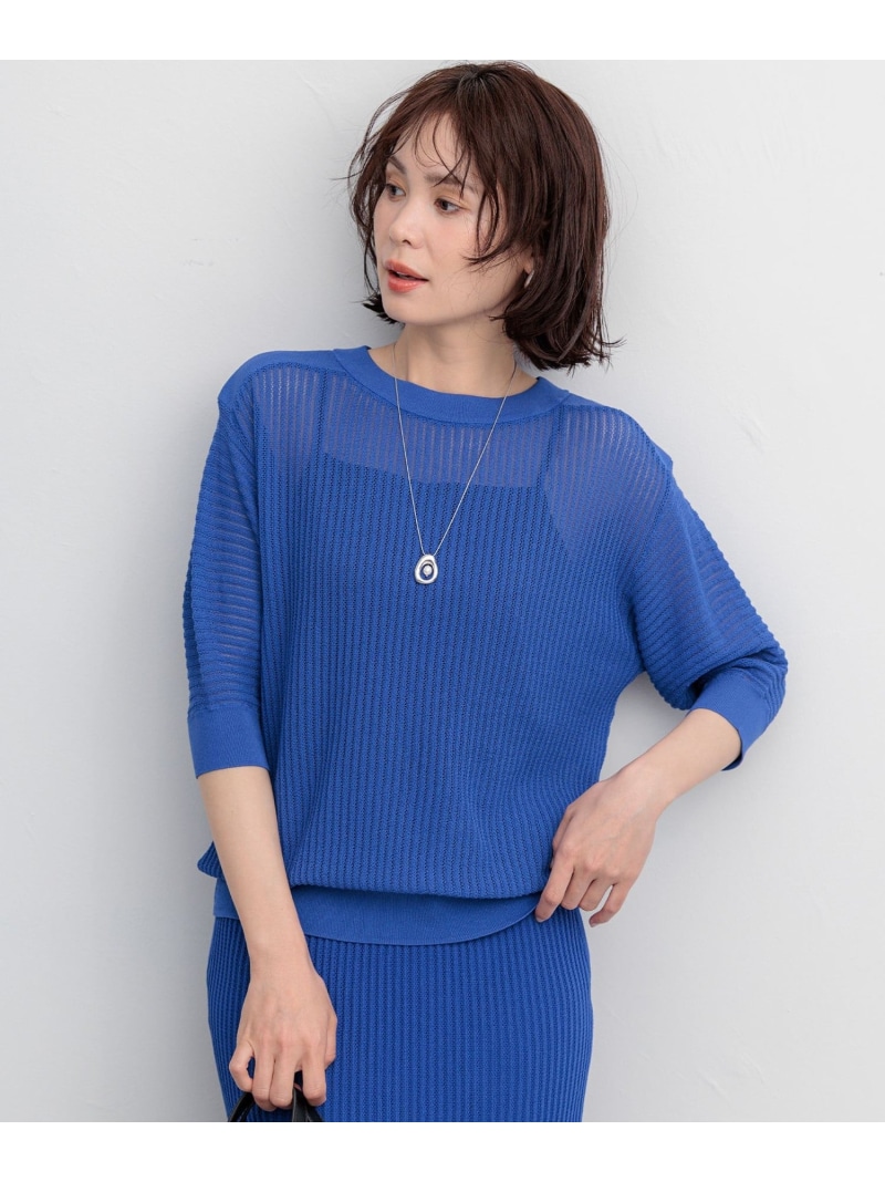 レーシーニット プルオーバー 組曲 S クミキョク トップス ニット ブラック ホワイト ブルー【送料無料】[ Fashion]