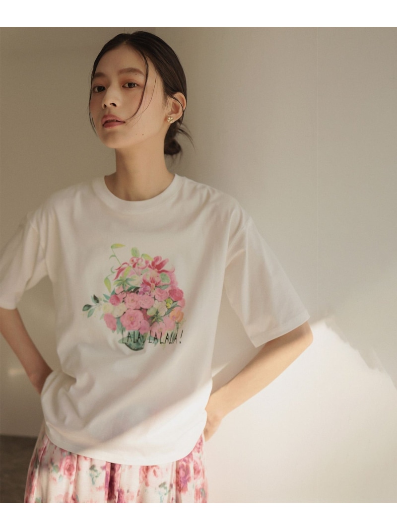 【Flower Collection】プリントTシャツ 組曲 L クミキョク トップス カットソー・Tシャツ ホワイト ブラック【送料無料】[ Fashion]