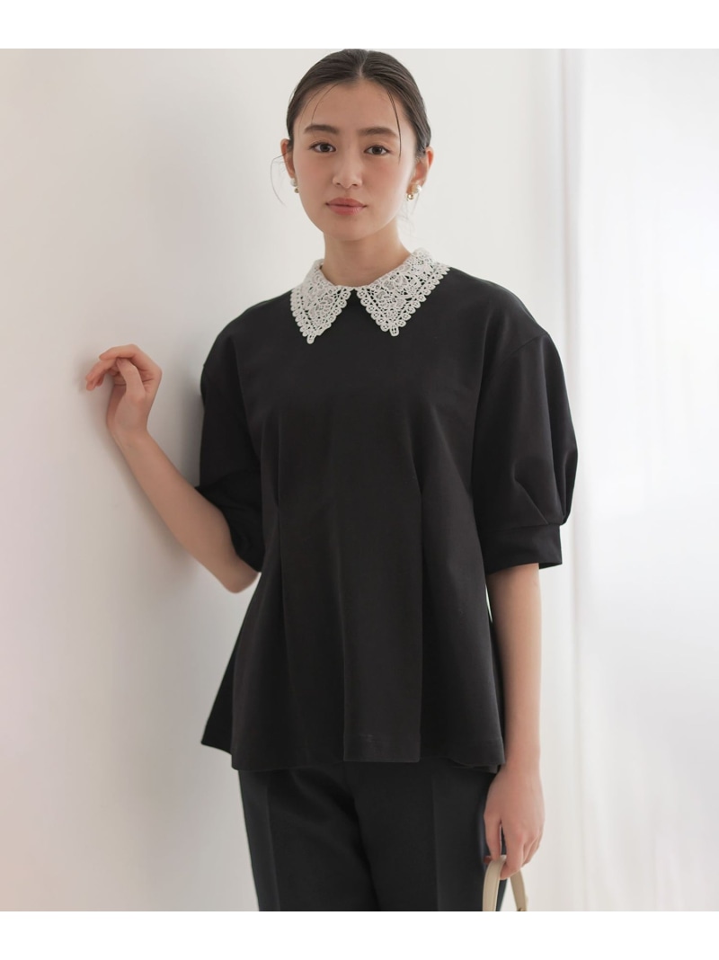 【2WAY】レース襟フレンチテリーフレア カットソー 組曲 S クミキョク トップス カットソー・Tシャツ ブラック グレー【送料無料】[ Fashion]