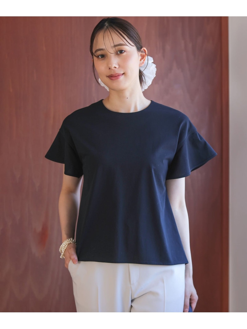 【WEB制限事項】プレーティング天竺フラウンス捩り ティーシャツ 短い出し物 クミキョク トップス カットソー・ティーシャツ 白いこと 黒いこと【貨物輸送無料】[ Fashion] Tシャツ・カットソー-レディースファッション-トップス