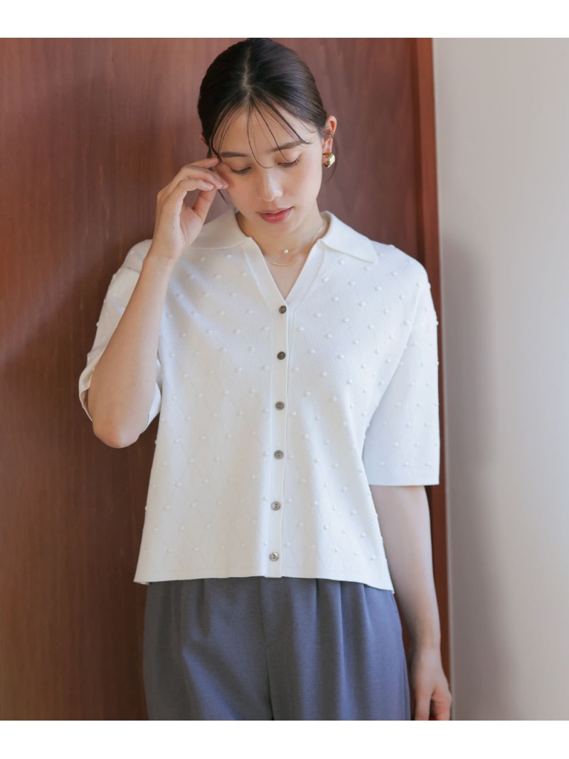 【WEB制限事項】ポップコーンアーガイルスキッパー 編み物 短い出し物 S クミキョク トップス 編み物 白いこと 米国海軍【貨物輸送無料】[ Fashion] ニット・セーター-トップス-レディースファッション