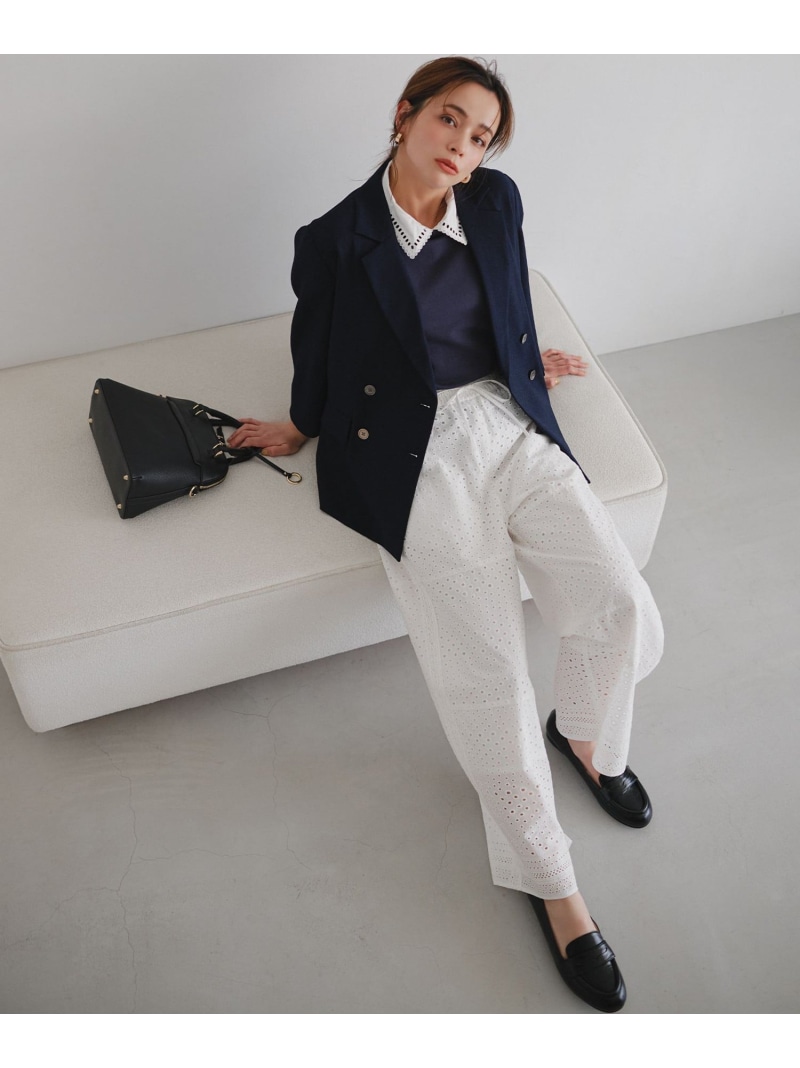 【SALE／30%OFF】【加藤ローサさん着用】エンブロイダリーレース パンツ 組曲 クミキョク パンツ その他のパンツ ホワイト ブラック【RBA_E】【送料無料】[ Fashion]｜KUMIKYOKU