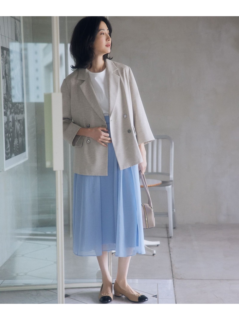 カラーボイル スカート 組曲 L クミキョク スカート ロング・マキシスカート ネイビー ベージュ【送料無料】[ Fashion]｜KUMIKYOKU