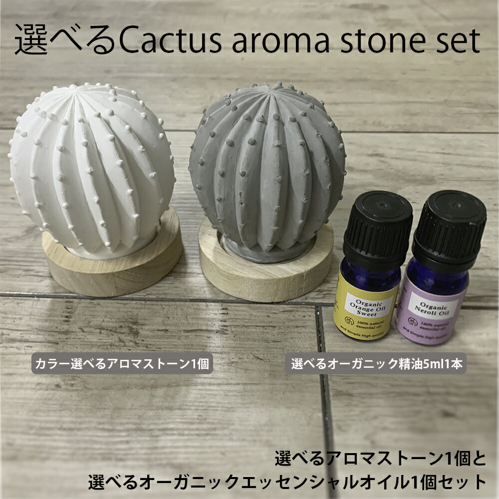 楽天市場】【2点購入でラベンダー】 SH おしゃれ サボテン アロマストーン2個 + オーガニック精油 5ml 2本付セット エッセンシャルオイル  [ シンプル アロマオイル 自然コンクリート 石膏 アロマディフューザー プレゼント ギフト 贈り物 ] tg_smc +lt3+ 【送料無料 ...