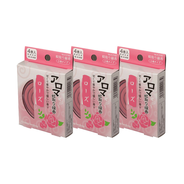 156円 22新発 紀陽除虫菊 アロマ蚊とり線香 ローズ 4巻入 3個セット 医薬部外品 Kiyou Jochugiku 虫除け 虫よけ 害虫対策 蚊駆除 小巻 おしゃれ 燃焼時間 約2時間