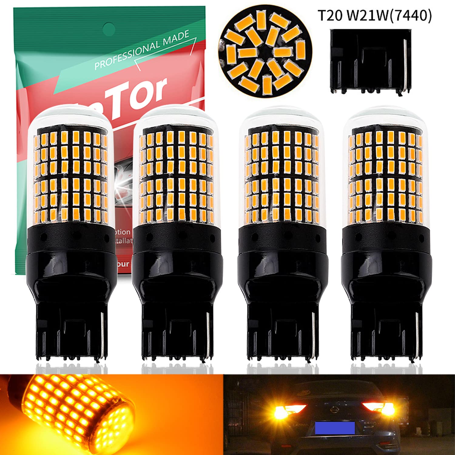 楽天市場】t20 led シングル球 7440 led ウインカー アンバー オレンジ