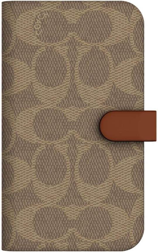 COACH (コーチ) iPhone13 mini 専用 アイフォン 13 ミニ スマートフォンケース スマホケース 手帳型 Folio Case カードスロット付き (KHAKI)｜コーラス