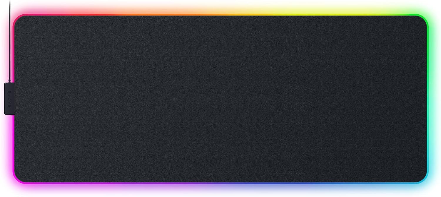 Razer Strider Chroma 変わり種 ゲーミングマウスマット 19 Razer Chroma RGB ライティングゾーン 取りひろげる大きさ 上滑り打ち切り軍事基地 アーチ形雨合羽 シームレス外辺部 黒いこと RZ02-04490100-R3M1 L大きさ