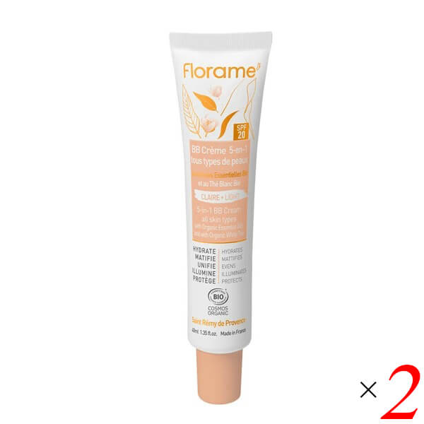 【マラソン限定！ポイント2倍！】フローラム 5in1スキンケアBBクリーム 40ml 2本セット Florame 自然な仕上がり オーガニック認証 保湿ケア SPF含有 ベースメイク