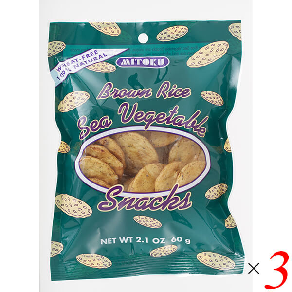最大18倍!せんべい 煎餅 おかき ミトク 玄米せんべい・海藻(国産米使用)60g ×3個セット