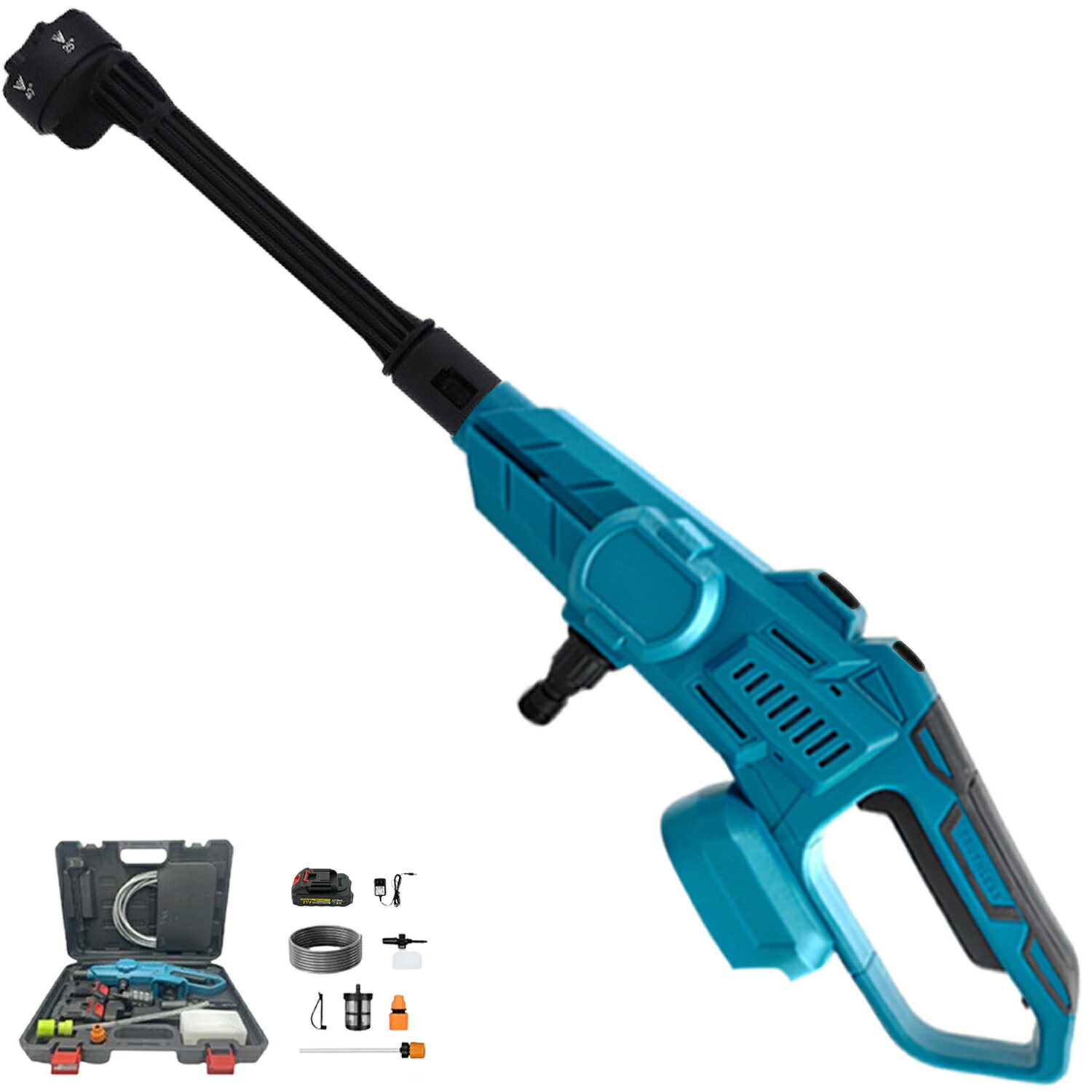 【2026新登場強化版】高圧洗浄機 コードレス 充電式 18Vバッテリー対応 21V バッテリー2枚 8MPa吐出圧力 家庭用 軽量 3段階水圧調整 高圧洗浄器 高圧洗浄ガン 6段階マルチスプレー 強力噴射 自吸式 収納ケース付 大容量バッテリー 持ち運び便利 洗車 屋外 外壁 ベランダ｜KURAショップ