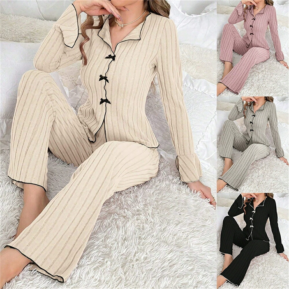 当店人気商品 パジャマ 前開き 女性用パジャマ 寝巻き レディース 長袖 春 秋 冬 ルームウェア シャツ 上下セット ピンク パジャマ 可愛い バレンタインデー ナイトウエア 長袖長ズボンを上品にく