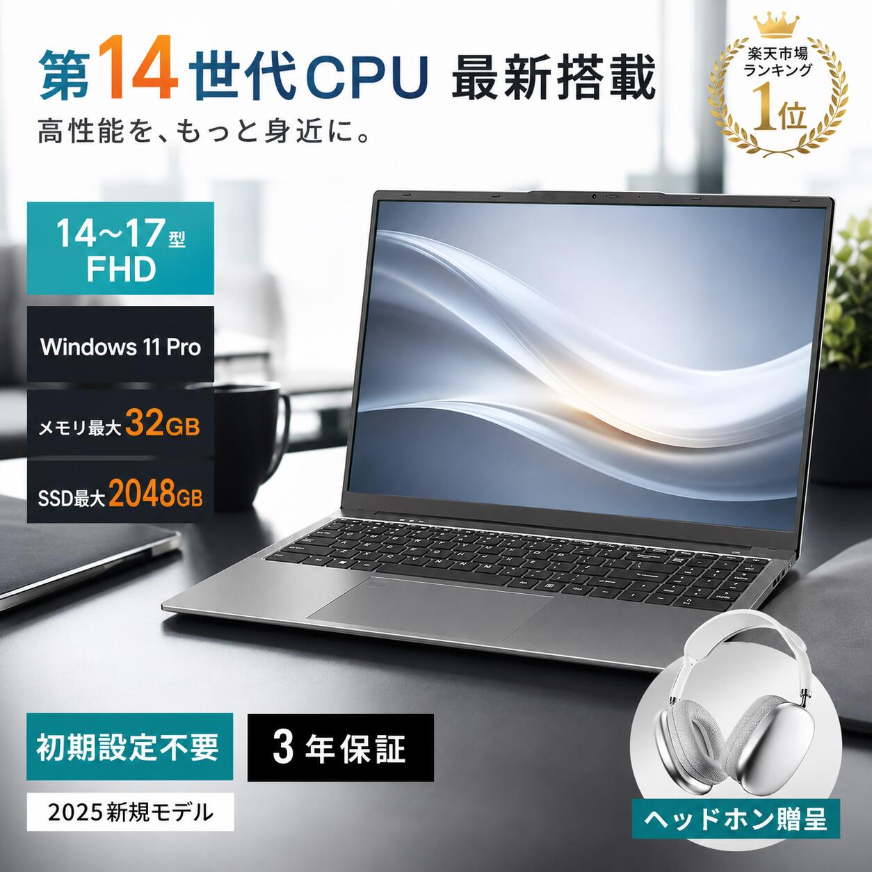 【10倍ポイント★1位★3年保証】ノートパソコン 15.6インチ パソコン オフィス 第14世代クアッドコアCPU搭載 Windows11 初心者向け 初期設定済 office2019 第14世代CPU フルHD液晶 メモリ 32GB SSD 2TB 15.6インチワイド液晶 WEBカメラ 無線 Bluetooth ギフト 大容量|KURAショップ