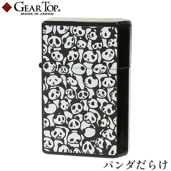 GEAR TOP パンダだらけ 日本製 アニマルデザイン 動物 総柄 ぱんだ オイルライター 高品質 職人 オイル揮発防止 優れた構造 簡易メンテナンス ペンギンライター 元林