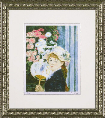 団扇を持つ少女 ルノワール 世界の名画 ルノワール ジグレー版画 団扇を持つ少女 絵画通販 壁掛けフックつき 絵のある暮らし Giet Edu