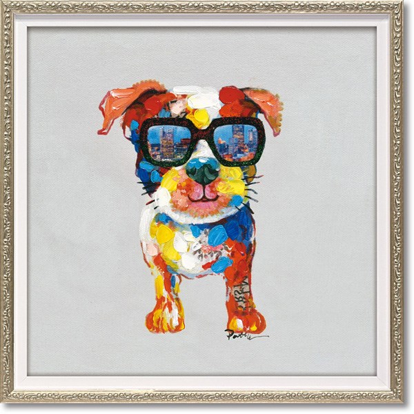 【美品】犬 絵画 ワイマラナー 額装 樹脂加工 アンティーク調 額縁付き] 犬を連れた女性 ピエール・ボナール アートポスター