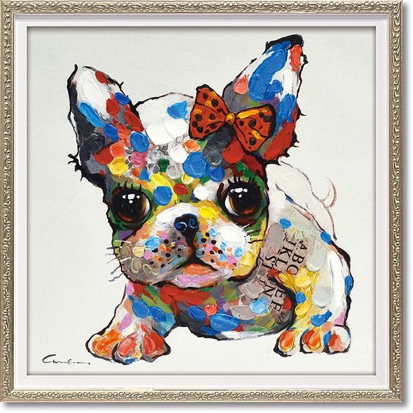 犬　インテリア　テリア　絵画　ハンドペイント　手描き　陶板　絵　ドッグペット 楽天市場】絵画 オイル ペイント アート「ベビードッグ（Sサイズ