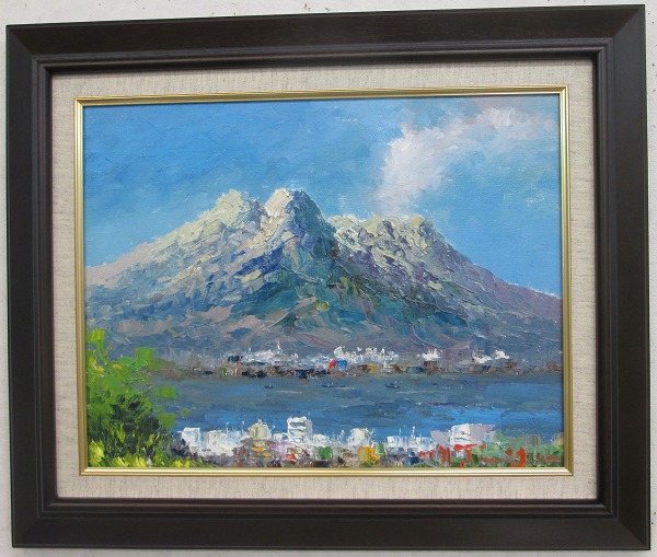 作者不明　絵画　油彩画　桜島　額入り Yahoo!オークション -「桜島」(油彩) (絵画)の落札相場・落札価格