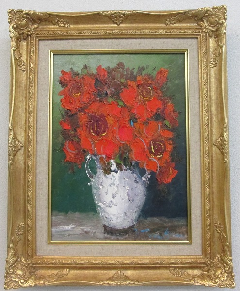 専用・絵画・額縁・油絵・渡部 ひでき・薔薇・F 4号・美術品・インテリア・ 楽天市場】「薔薇」渡部ひでき【通信販売】（F4サイズ油彩画