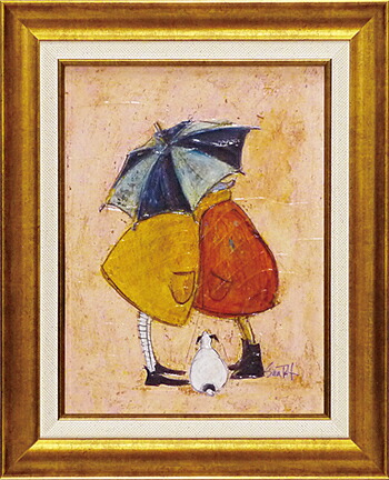 スニーキー　サムトフト・可愛い雰囲気の特殊ゲル加工アート・犬・イヌ・いぬ・カップル・傘（絵画通販）ギフト、お祝いにもおすすめ【壁掛けフック付き】【絵のある暮らし】 5,760円