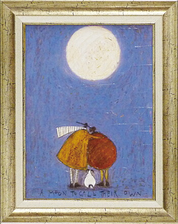 「月夜のふたり」サムトフト・可愛い雰囲気の特殊ゲル加工アート［絵画通販］【壁掛けフック付き】【絵のある暮らし】