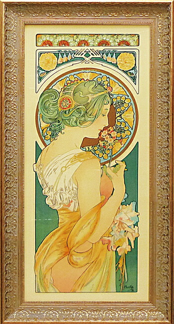 【時計侍】美品 アルフォンス・ミュシャ「桜草」リトグラフ ミュシャ財団承認 ミュシャ リトグラフ 桜草の通販 by そろもん's shop｜ラクマ