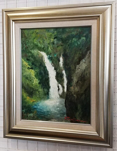 油彩原画　高千穂峡　F10号　額装 肉筆油彩画 「高千穂峡」 F10号 澤井進 壁掛け インテリア