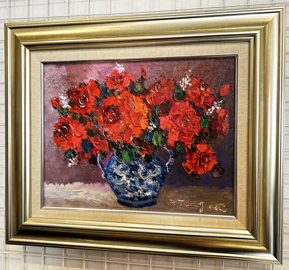 楽天市場】「花」（赤い花）矢野恵子 F4サイズ油彩画・油絵・花