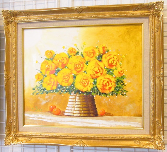 黄色い薔薇 ＳＯＯ ランキング１位獲得作品 信憑 F８サイズ油彩画 【着後レビューで 油絵 絵画通販 直筆油彩画 開運風水画 静物画 花風水