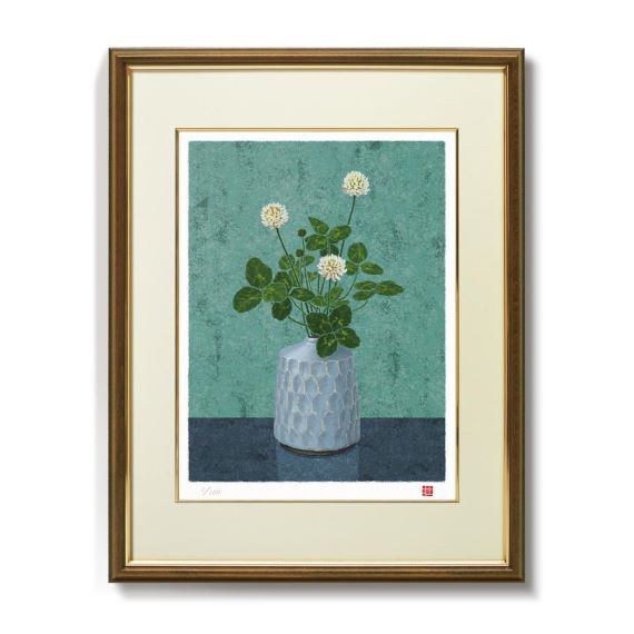 楽天市場】藤谷壮仁郎・波目模様の花瓶とピンクとパープルの花束（絵画