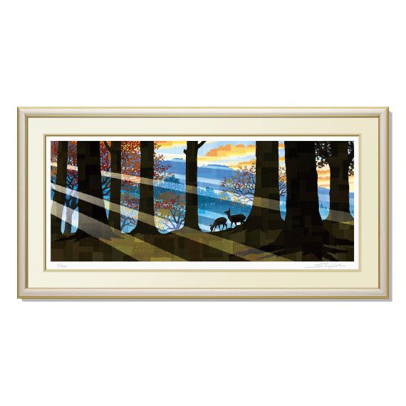 朝日を待つ 藤谷壮仁郎(Soujirou) 絵画 版画 壁掛け おしゃれ アートフレーム インテリア プレゼント 御祝 新築祝い 開店祝い 結婚祝い 引越祝い ギフト ジークレー版画 フレーム選べる２色（アイボリー・ブラウン）WAシリーズ 風景 自然 壁かけフック付き 絵のある暮らし｜絵のある暮らし【絵画販売専門店】
