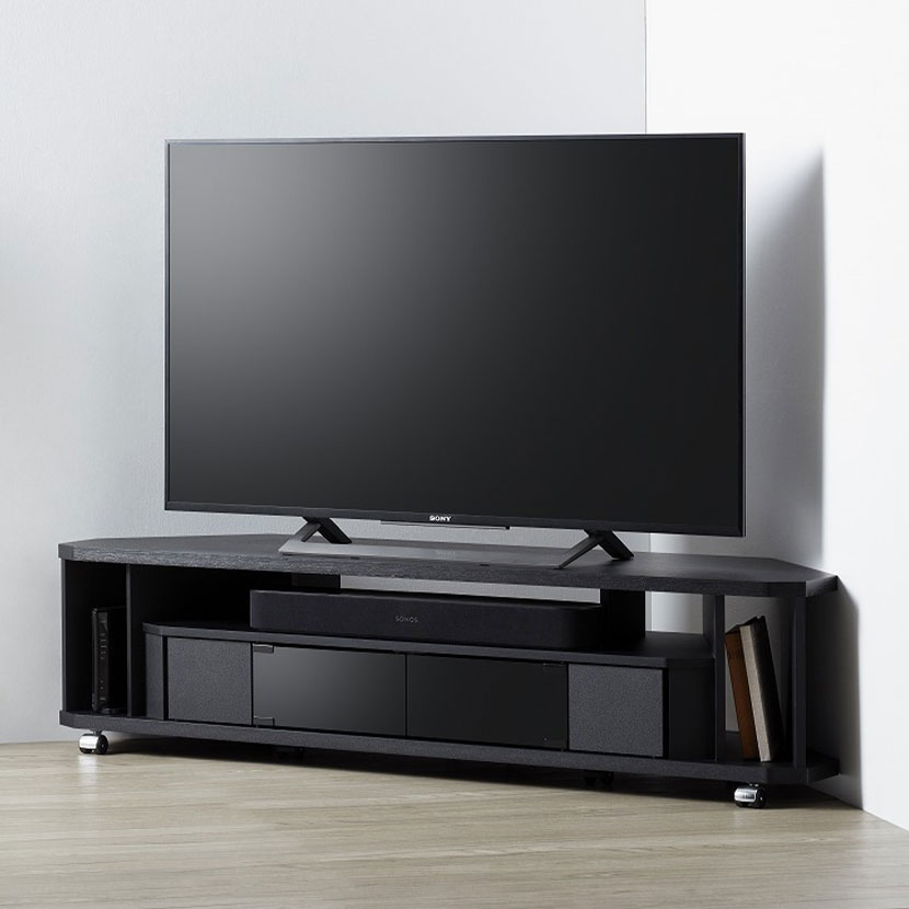 幅140cm ヌック テレビボード 薄型 コーナー キャスター付き 収納 オープン テレビ台 ローボード モノトーン｜暮らしのデザイン 店