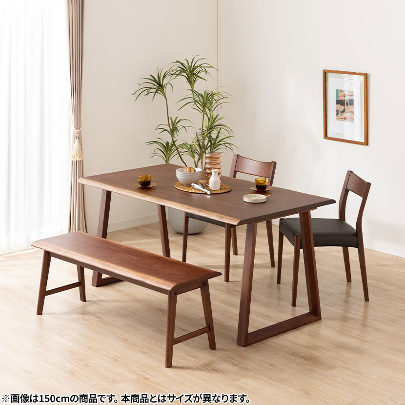 [最大9000円OFF! 26日1:59迄]【設置無料】4人用 木製 ダイニングテーブルセット(2本脚) 4点 インスパイア 一枚板風 テーブル 天然木 肘なし コンパクト ダイニングチェア おしゃれ 和モダン (幅140cm 食卓テーブル&times;1 食卓椅子&times;2 ダイニングベンチ&times;1)｜暮らしのデザイン 店