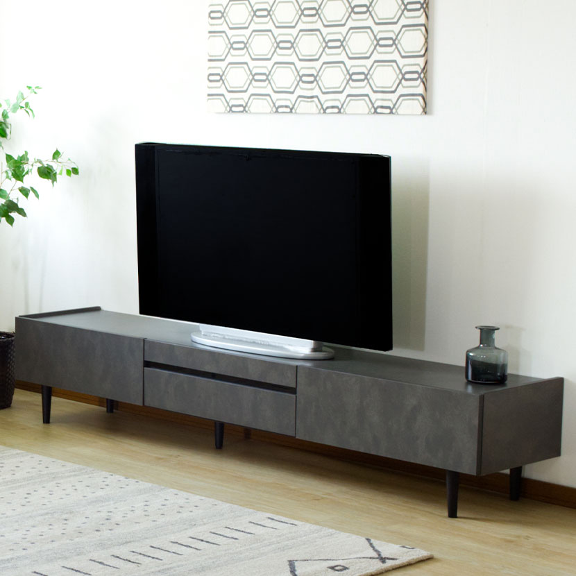 [最大9000円OFF! 26日1:59迄]【設置無料】幅200cm テレビボード 石目 大理石調 セラミック調 メラミン天板 引き出し付き 収納 ローボード シンプル モダン テレビ台 おしゃれ 黒 白 ルンバブル｜暮らしのデザイン 店