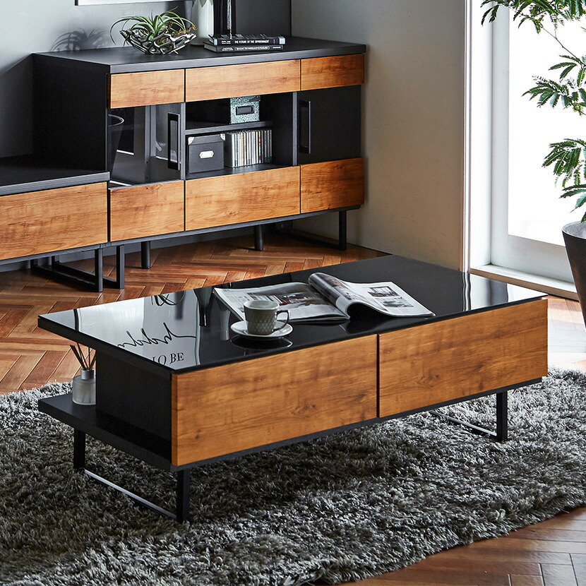 楽天市場】センターテーブル オーク無垢材 幅120×60cm アイアン脚 下棚