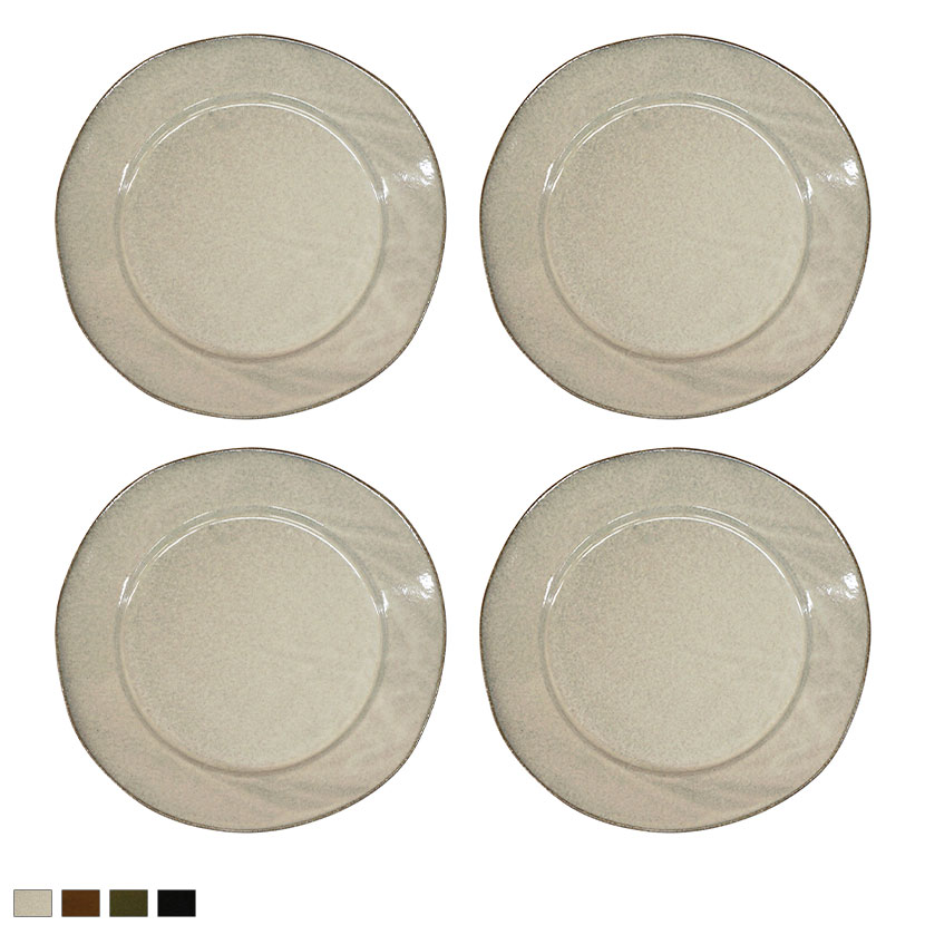 [最大9000円OFF! 26日1:59迄]【4枚セット】幅23.5cm ラウンドプレート セット 日本製 陶器 皿 食器 美濃焼 大皿 おしゃれ 電子レンジ 食洗器 対応 モダン アイボリー ブラウン オリーブ ブラック 完成品 EL｜暮らしのデザイン 店