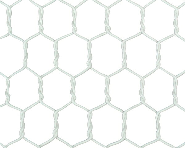 ビニール亀甲金網#20×10×910mm 30m ホワイト 巻売【吉田隆】