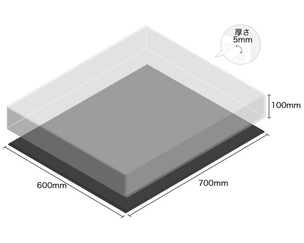 【受注生産品・キャンセル返品不可】 透明アクリルケース底黒付6面 100×600×700 厚5mm 【光】 53,554円