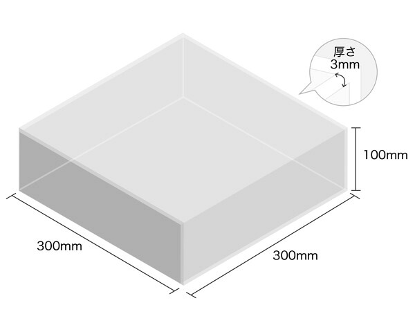 【受注生産品・キャンセル返品不可】透明アクリルケース5面 5面 100&times;300&times;300 厚3mm 【光】｜暮らしの百貨店