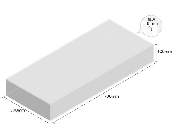 【受注生産品・キャンセル返品不可】 透明アクリルケース5面 5面 100×300×700 厚5mm 【光】 15,840円