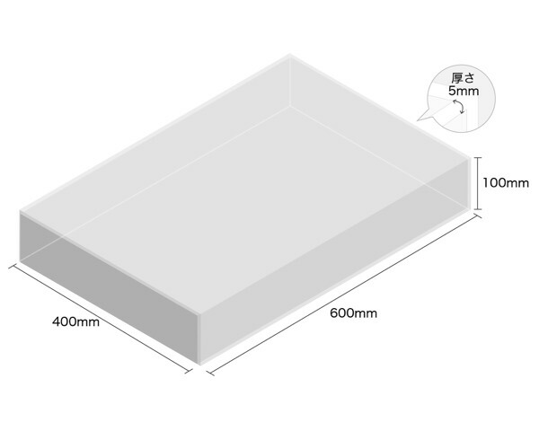 【受注生産品・キャンセル返品不可】 透明アクリルケース5面 5面 100×400×600 厚5mm 【光】