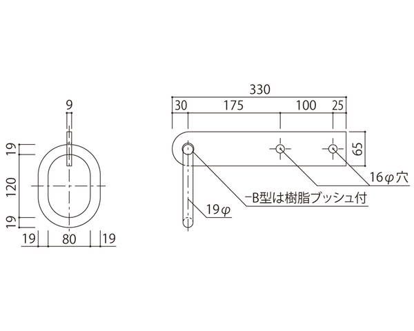吊環（丸環） 脂かん木付 SK-3030-B【神栄ホームクリエイト】