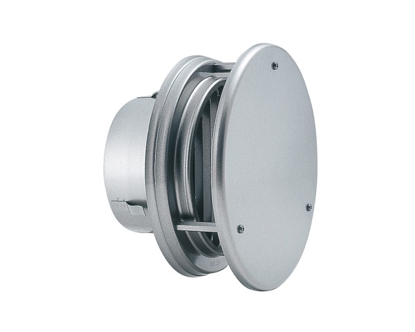 【受注生産品につきキャンセル不可】WD-125T 丸型防風板付縦ガラリ換気口 KD72度【バクマ工業】