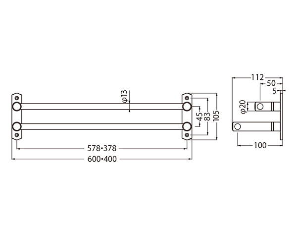 □SHIROKUMA ダエン手すりディンプル 4000mm Lオーク BR22040LO