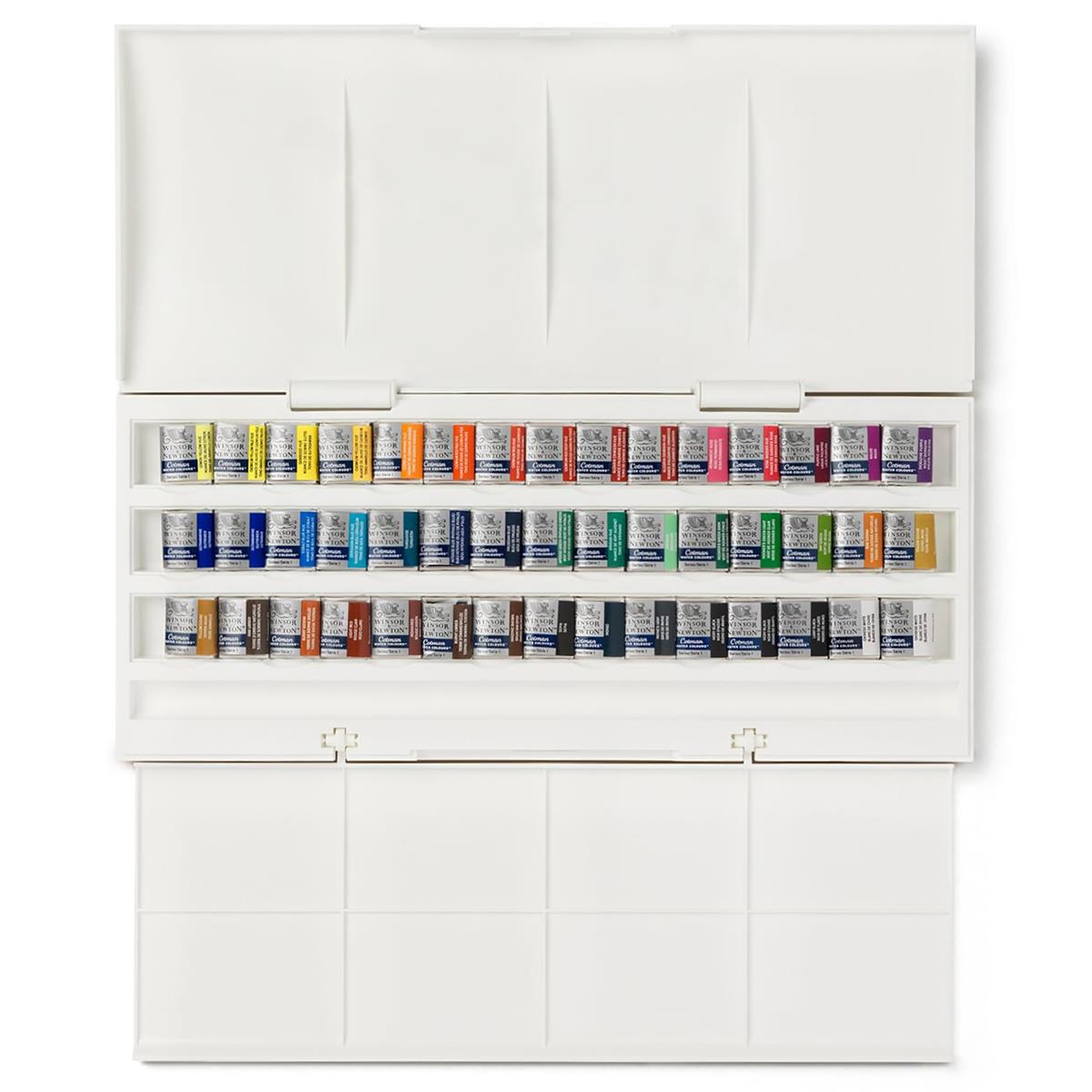 Winsor ＆ Newton ウィンザー＆ニュートン 水彩絵具 コットマン ウォーターカラー スタジオセット ハーフパン 40色セット 18909471