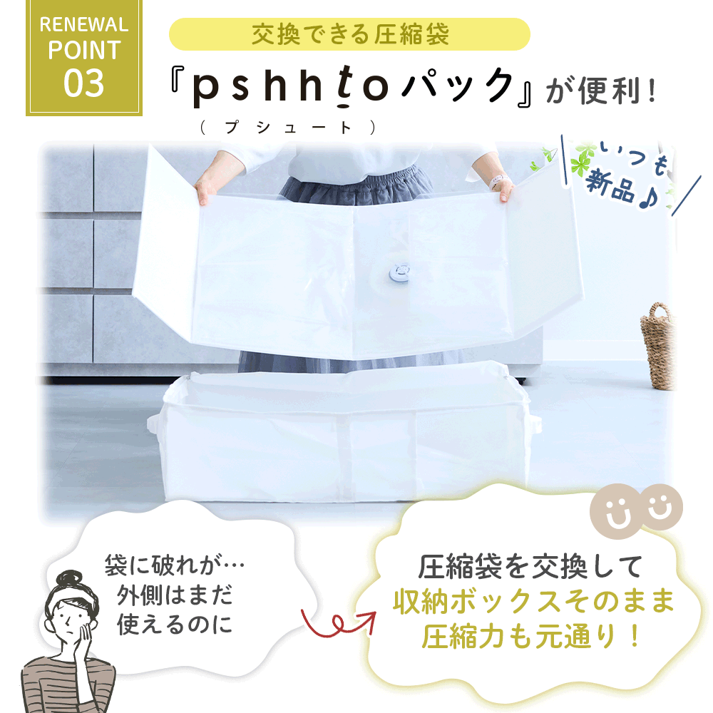 【sakuraku pshhto BOX 布団用】累計販売数100,000枚突破 圧縮袋一体型ボックス スティック型対応 圧縮袋（布団圧縮袋 ふとん 圧縮袋 コードレス 海外製掃除機にも対応 布団収納 ）