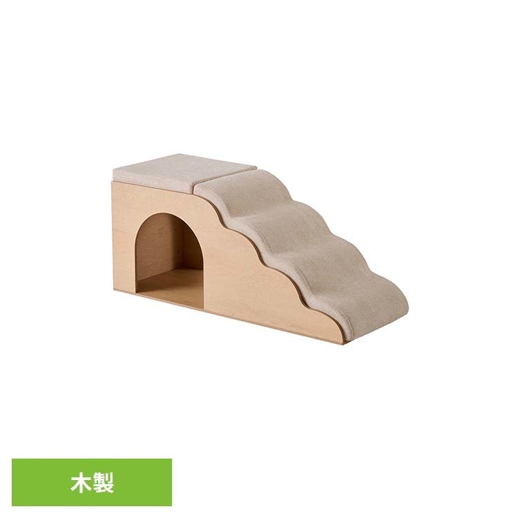 スロープハウス 4段 T0194DGSLPペットスロープ ドッグスロープ ドッグステップ ドッグハウス ペット用品 天然木家具 段差解消[2608SO]｜暮らし健康ネット館