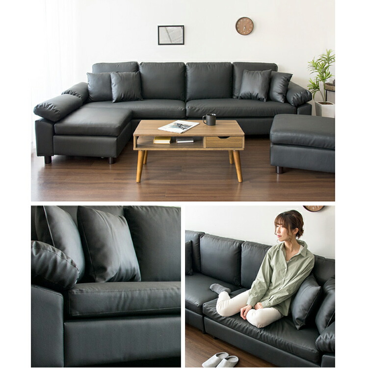 代り引き不可 長いす 4凡人掛け長椅子ソファ 縄付き人 Bk Cstf 2580 貨物輸送無料 ソファ カウチ 四人掛け 腰掛け レザー 黒 優等気色 マット付属 格好のいい D Gyrncastle Com