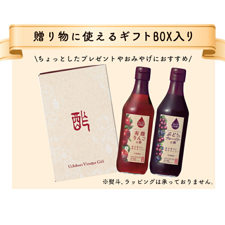 【2本セット】フルーツビネガー360mlFV-155A内堀フルーツビネガー飲用酢りんご酢ぶどうとブルーベリー水割り炭酸割飲む酢【D】