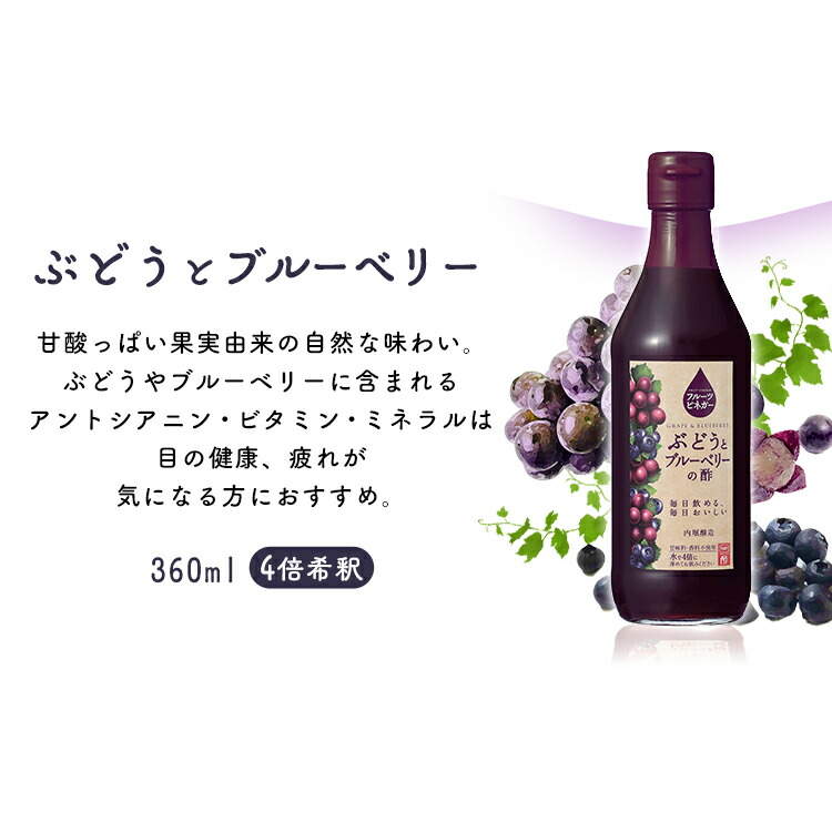 【2本セット】フルーツビネガー360mlFV-155A内堀フルーツビネガー飲用酢りんご酢ぶどうとブルーベリー水割り炭酸割飲む酢【D】